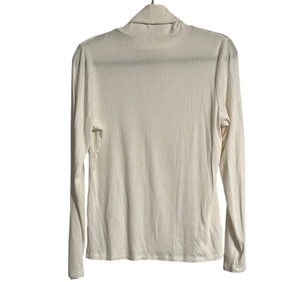 Ribbed Turtleneck Sweater Soft Lightweight Top Cream White Old Money Preppy L‎ - Picture 5 of 5